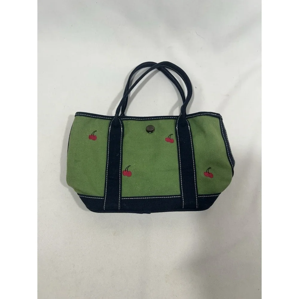 Crewcuts Tote Bag Girls Cherry Embroidered Canvas Preppy Cottagecore Purse